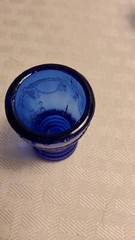 3 Pc Set Of Colbalt Blue With Roping Pattern Creamer 3 In. Sm. Glass 1.75 In.