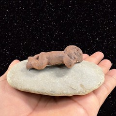 LPH Leonardo Art Works 1975 Pottery Baby on Rock Stoneware Figurine Statue Sign