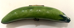 LIMOGE PEAPOD TRINKET BOX AF 4” Peint Main Signed France Vegetable