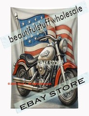 Motorcycle tapestry vintage road americana art 39X59 in