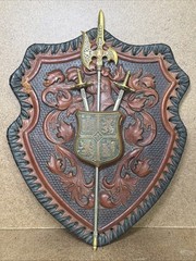 Vintage Medieval Wall Decorative Arts Coat Of Arms Europe 9×7” Used WOW!