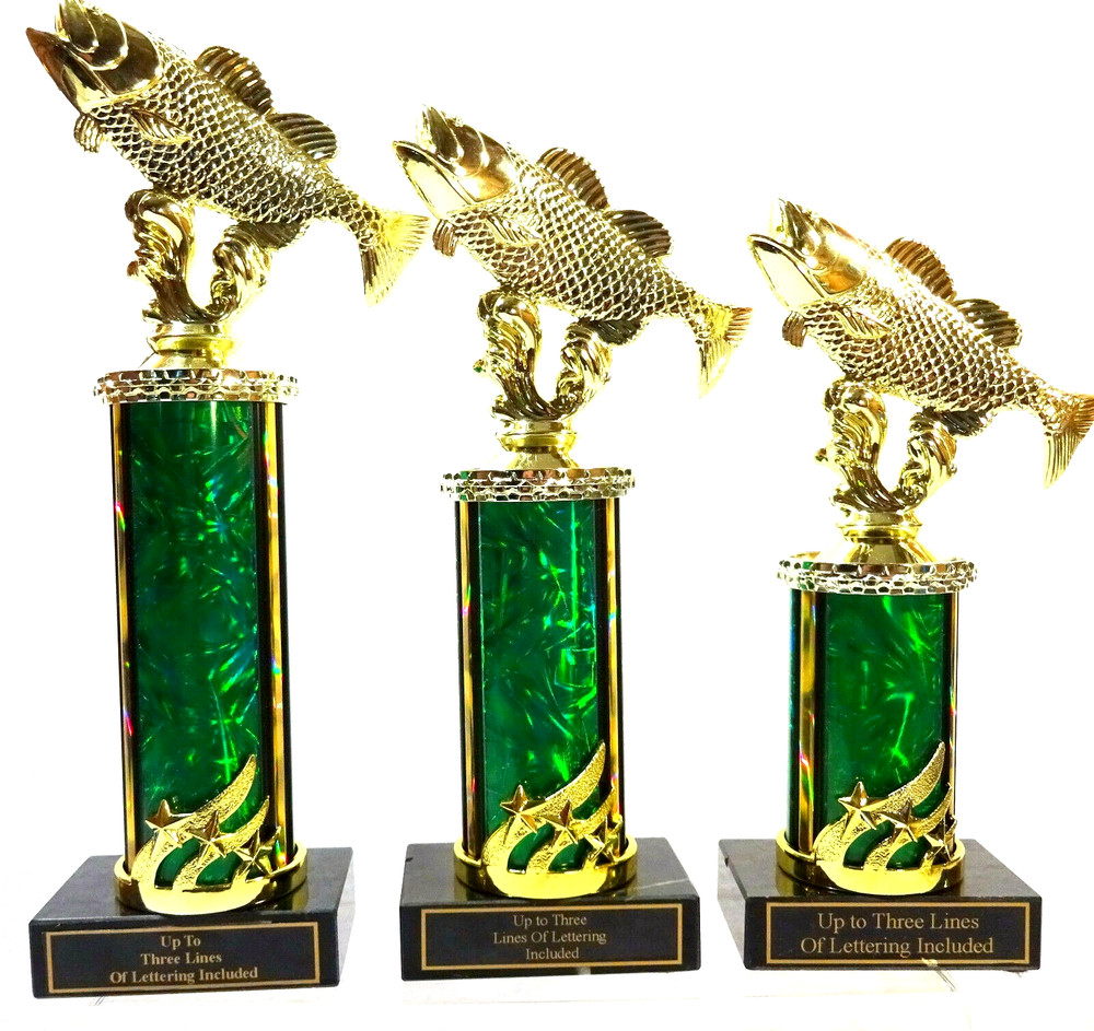 3 SWIMMING BASS TROPHIES, LARGEMOUTH BASS, FISHING, BASS AWARD 8 COLORS #5