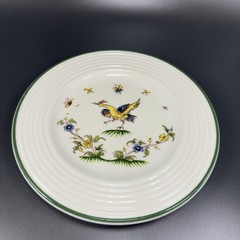 Varages Vieux Fine Porcelain Bird Pattern Plate Dish Set 2 Plates Dishes France