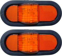 Qty 2 6″ Mid Turn Signal Amber Marker Light Rubber Mount 12 LED W/Reflex Lens Un