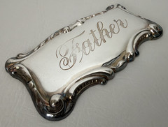 Vintage Engraved FATHER Metal Casket Coffin Marker Grave Memorial Plaque