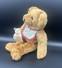NWT!Vintage 1984 Hallmark Teddy ‘Bo-Bo Bear’ Plush Sewn-Toy Brown 9” Jointed Bib