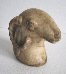ANTIQUE MARBLE RAM GOAT STATUE BUST HAND CARVED