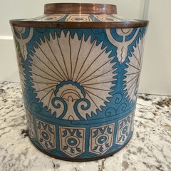 Fabienne Jouvin Paris Cloisonné Enamel Copper Tea Canister Lidded Jar 7” Signed