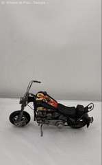 Vintage Motorcycle Metal Art Handcrafted Black Yellow Flame Great Condition 12″