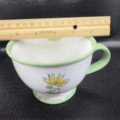 Starbucks Nurturing White Green Floral 10oz Coffee Cup Mug Set 2 Mugs Cups VTG