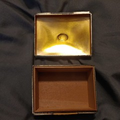 Vintage~Jewelry Box with broken hinge~Silver~4 3/8″ x 3 5/8″~Occupied Japan~1940