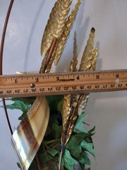 Vtg Home Interiors Brass Wheat Sheaf 2 Piece Wall Hanging Decor MCM Homco 31″