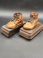 Copper Colored Bronze Baby Shoes on Bases Bookends -Perma Plated- Vintage