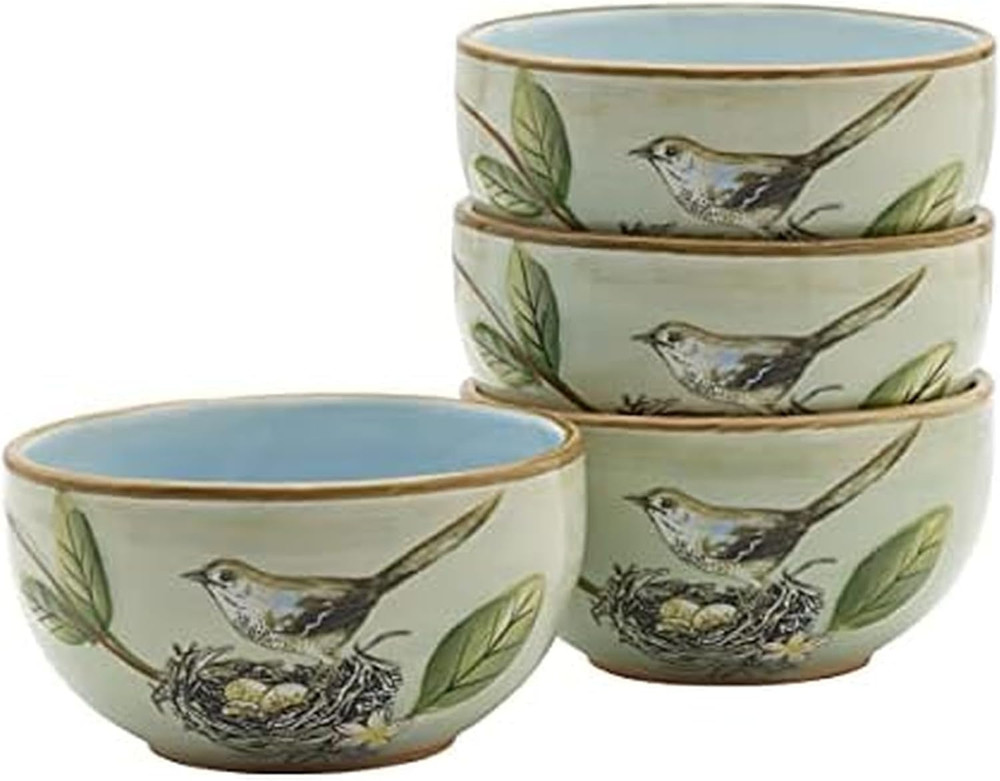 Fitz and Floyd Toulouse Set of 4 Small 5-Inch Fruit Bowls in Green