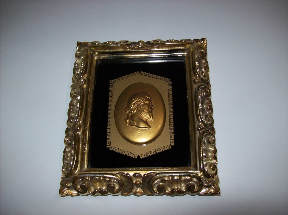 Vintage Mid Century Neoclassical Roman Emperor Cameo Relief Picture Wall Hanging