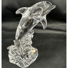 Dolphin Sculpture 24% Lead Cristal Au Plomb Wonders of the Wild in Waves Germany