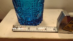 Vintage Made in Italy 13 3/4″ Empoli Blue Glass Bottle with Label