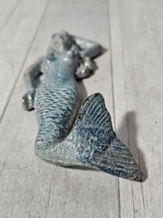 Mermaid Rustic Cast Iron Antiqued Single Hook Storage Wall Hook 6″ Blue Nautical