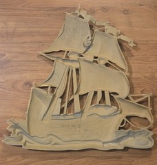 Sexton Gold Metal Wall Hanging Art Spanish Galleon Sailing Ship SP-1