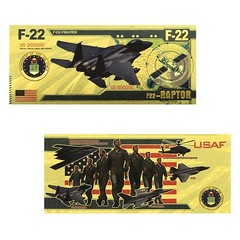 5 Pc/set USAF Fighter Jet Gold Foil Banknote Collection F16 F22 F35 B2 AH64 Gift