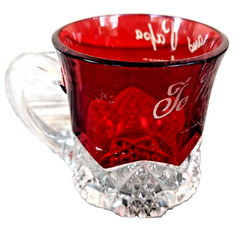 Edwardian Ruby Cut to Clear Red Crystal Cup – To Mamma & Papa From Rob (1899)