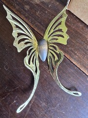 NIB Set Of 3 VTG Home Interior Gold Metal Wood Butterflies Art Decor Shabby Chic