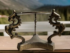Small Elegant, Sturdy, Brass Stand Supported by Three Dragons 3″Tall 4.5″ Wide