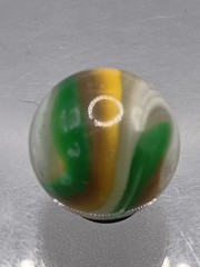 .66″ Akro Corkscrew Popeye Yellow, Green, White Marble- #CE126