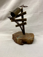 Handcrafted John DeMott Brass Mailbox on Onyx Base With Bird Sculpture