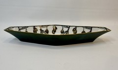 Vintage Limoges France Hand Painted Olive Tray, Gold Trim: Signed, EUC