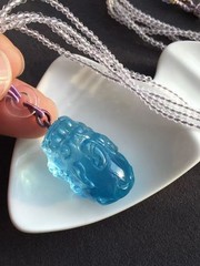 Natural Beautiful Blue Aquamarine Quartz Crystal Pendant