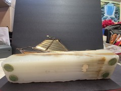 John DeMott Signed Metal Brass Sailboat Sculpture On Stone Base Decor Display