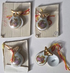 Vintage Limoges France Porcelain Mini Castanets Victorian Gold Trim 4 Total