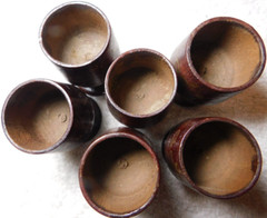 Unbranded~Wooden Folk Art Decanter with 6 Stem Cups and Serving Tray Vintage