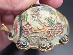 Cloisenne Enemaled Lady Bug Ornament Cooper,Gold,Enamel,Silver