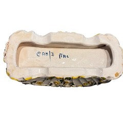 Italian Pottery Rococo Style Letter or Napkin Holder Yellow Floral