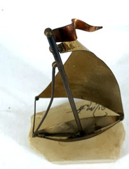 John Demott Metal Sailboat Sculpture Brass Onyx 8.5″ Signed