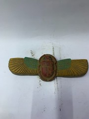 RARE ANTIQUE ANCIENT EGYPTIAN Statue Stone Winged Scarab Beetle Hieroglyphic