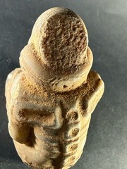 AMAZING ANCIENT PRE COLUMBIAN STONE CARVED TAINO BEHIQUE SEATED CIRCA 900AD