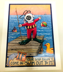 Vintage Mary Engelbreit Poster, Diver Dan, 16″x20″, 1993 Unframed