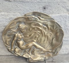Brass Art Nouveau Trinket Dish Card Pin Tray, Heavy Quality Vide Poche Art…