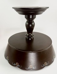 Vintage Norwegian Hand Painted Wood Rosemaling Fruit Bowl Pedestal