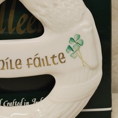 Belleek Shamrock Irish Welcome Wreath Wall Hanger Fine Parian China With Box