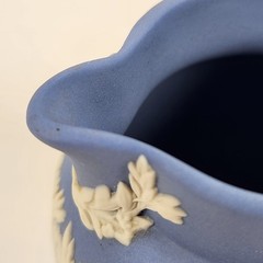VTG Wedgwood Blue Jasperware Miniature Pitcher Creamer Neoclassical Trees 2.5″