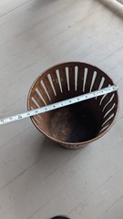 Vintage 1909 Erie Art Metal Co. Trash Waste Paper Basket Metal Slotted RARE