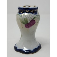 Vintage Stick Hatpin 13 Hole Holder Vase Grapes And Leaves Blue Purple Green