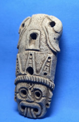 PRE-COLUMBIAN AZTEC STONE TLALOC RAIN GOD WHISTLE PENDANT