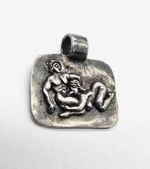 Ancient Roman Erotic Silver Pendant Classical Reclining Scene Relief Artifact