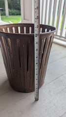 Vintage 1909 Erie Art Metal Co. Trash Waste Paper Basket Metal Slotted RARE