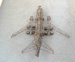 Hand-made wire jet plane